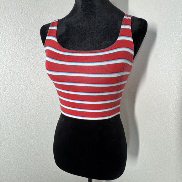 Kendall & Kylie XS Red White & Blue‎ Striped Crop Tank Top - Picture 1 of 5